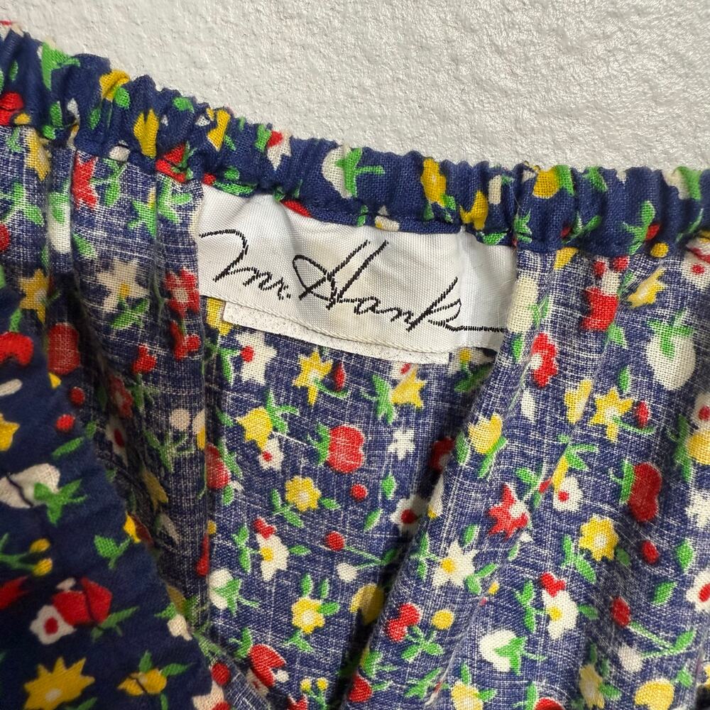 Mr Hank Blue Yellow Floral Patchwork Prairie 2 Piece Vintage Skirt Set Sz 12 - Picture 4 of 14